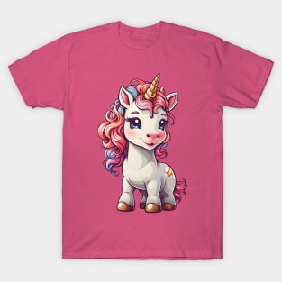 Cute Unicorn with Rainbow Mane T-Shirt